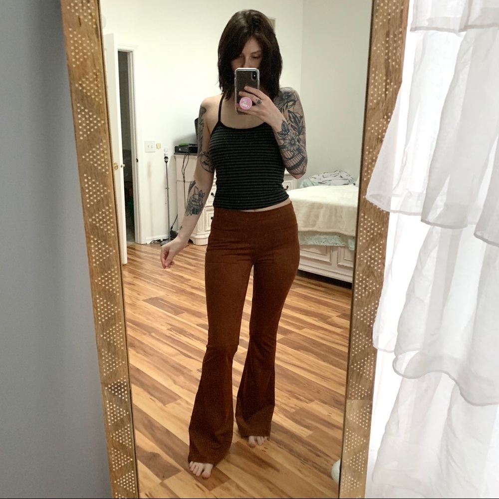 Boutique Suede Flare Wide Leg Hippie Pant